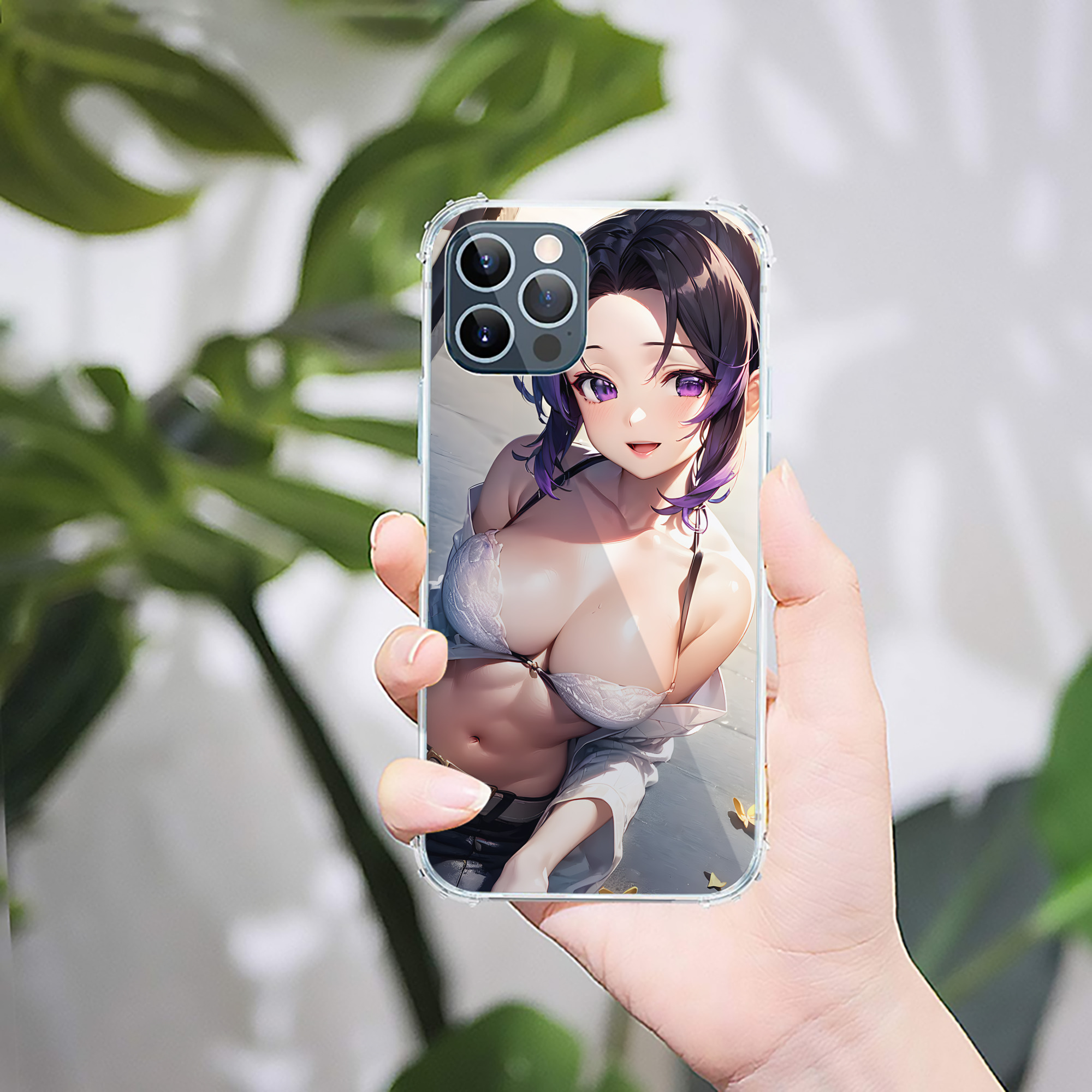 （画像用） 鬼滅の刃（きめつのやいば）蟲柱-胡蝶 しのぶ／こちょう しのぶ Kochou Shinobu 【iPhone 12シリーズ対応】透明スマホケース（クリアソフトケース）